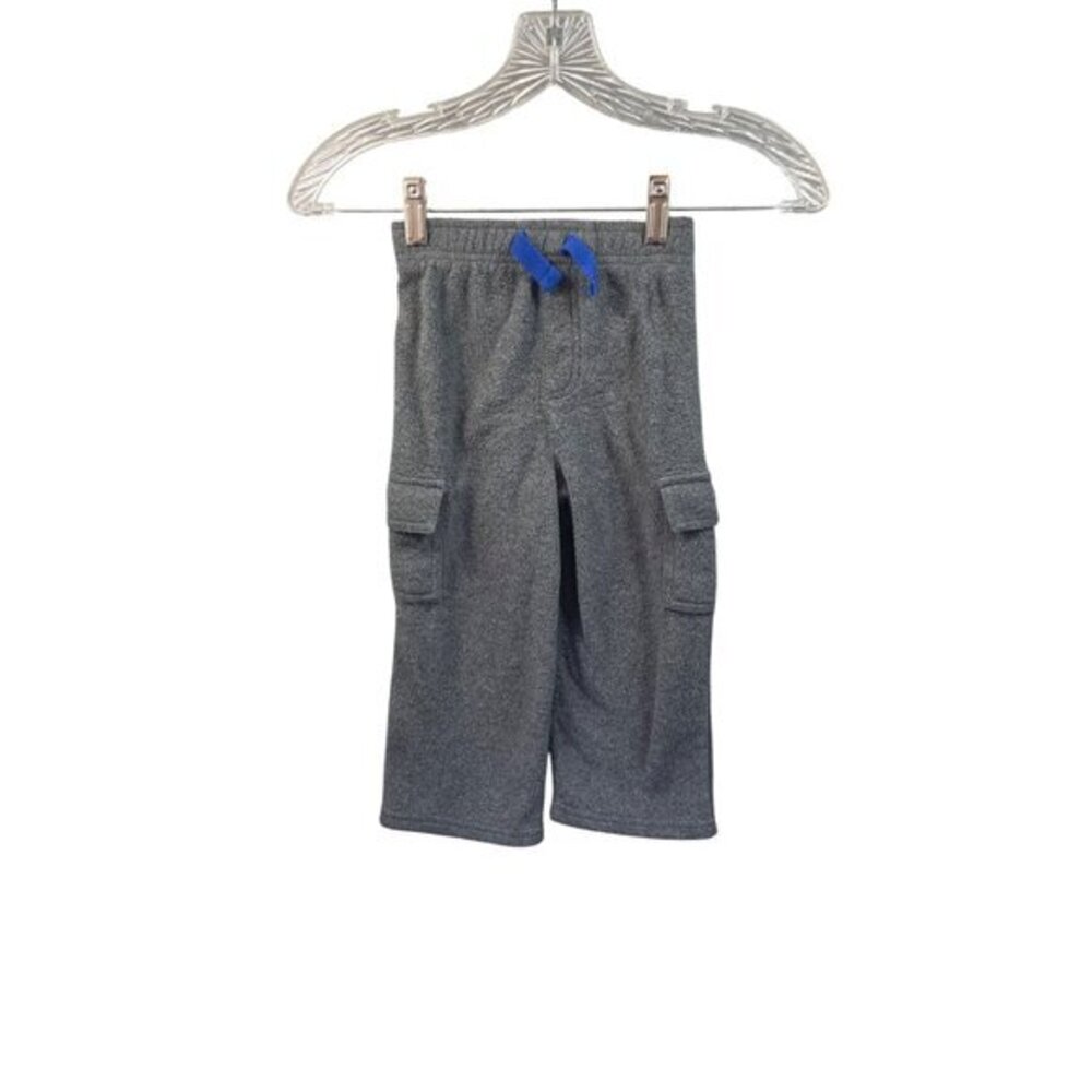 Garanimals 3T Charcoal Gray Fleece Cargo Pants‎ Toddler Boy Blue Drawstring